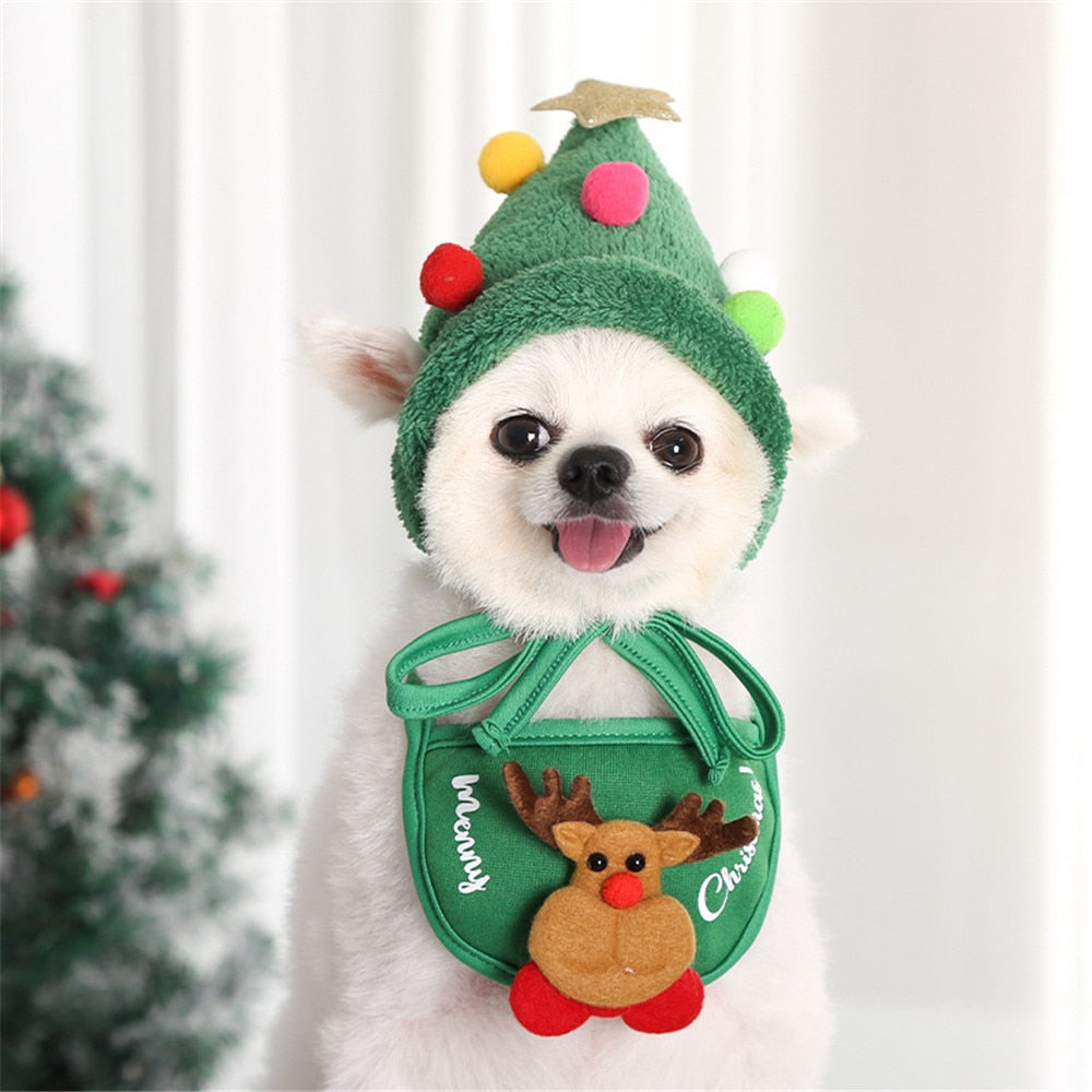 Dog Christmas Bandana Santa Hat Dog Scarf Triangle Bibs Kerchief Christmas Costume Outfit for Small Medium Large Dogs Cats Pets