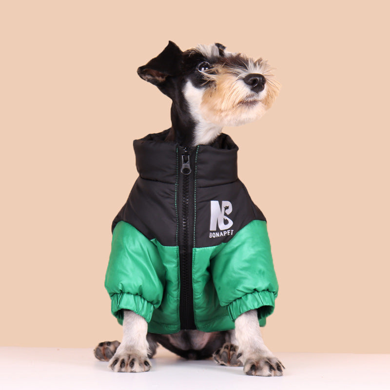 Fashion Dog Cotton Clothes Pet Reflective Autumn And Winter Warm Trendy Brand Jacket