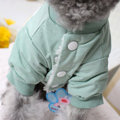 Dog Padded Warm Double Pocket Spliced Jacket