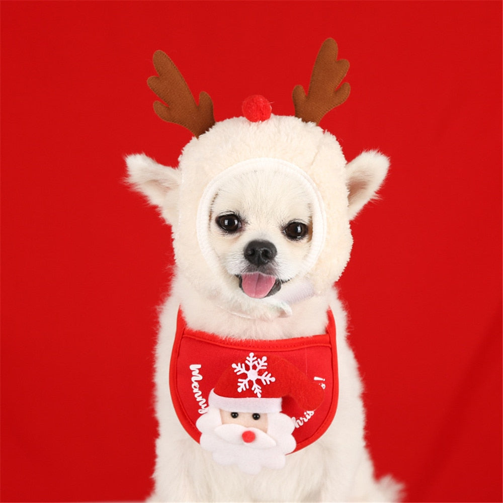 Dog Christmas Bandana Santa Hat Dog Scarf Triangle Bibs Kerchief Christmas Costume Outfit for Small Medium Large Dogs Cats Pets