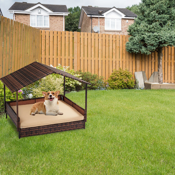 Herringbone Top Brown Gradient Rattan Beige Mat Cat And Dog House