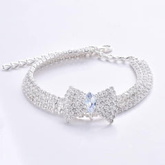 Pet Collar With Diamond Adjustable Crystal Bow Wedding Cat Collar Dog For Small Medium Pet Collar Dress Up Ornament