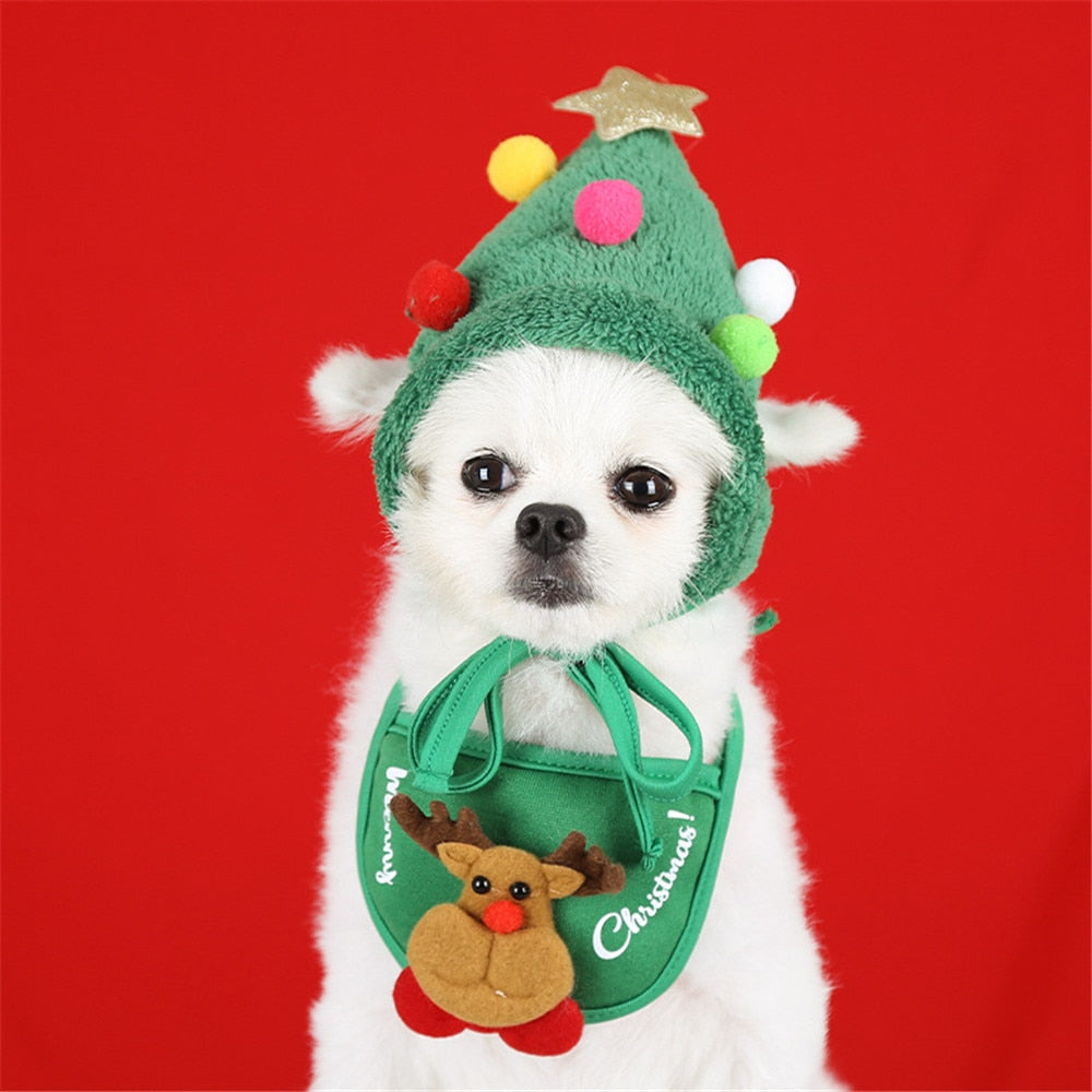 Dog Christmas Bandana Santa Hat Dog Scarf Triangle Bibs Kerchief Christmas Costume Outfit for Small Medium Large Dogs Cats Pets