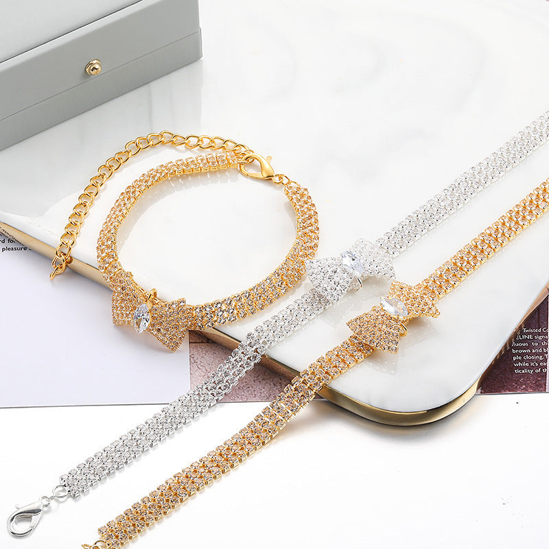 Pet Collar With Diamond Adjustable Crystal Bow Wedding Cat Collar Dog For Small Medium Pet Collar Dress Up Ornament